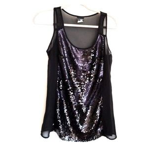 Buckle Black sequin sparkle sheer top